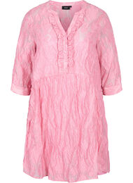 Jacquardkjole med volanger og A-form, Cashmere Rose