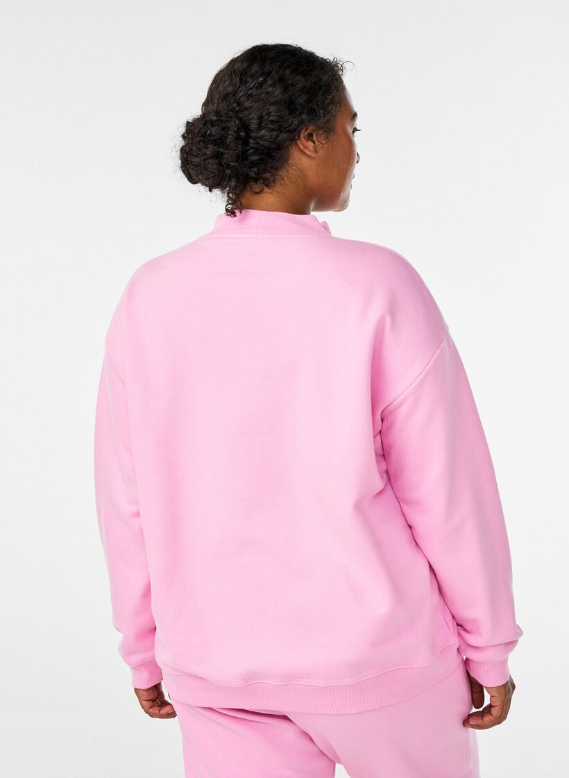 Sweatshirt med h&oslash;y hals og lange ermer, Rosa, Model image number 2