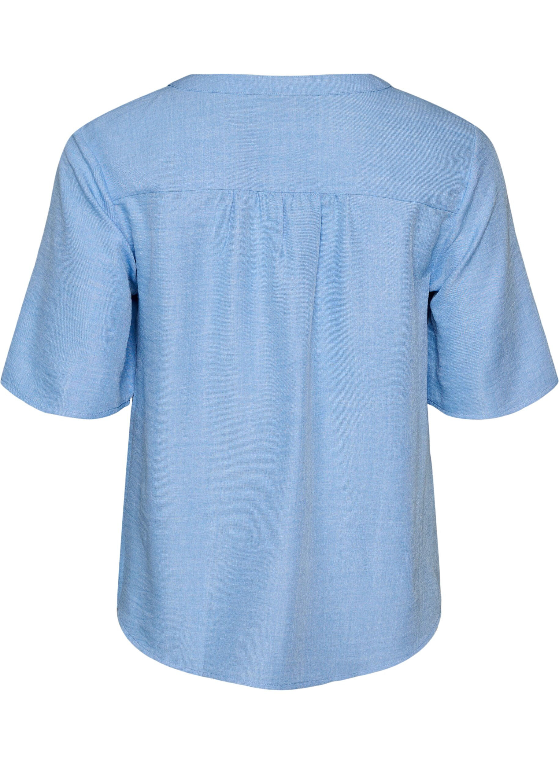 ZizziSkjortebluse med V-hals og korte ermer, Bl&aring;, Packshot image number 1
