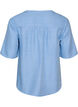 Skjortebluse med V-hals og korte ermer, Bl&aring;, Packshot image number 1