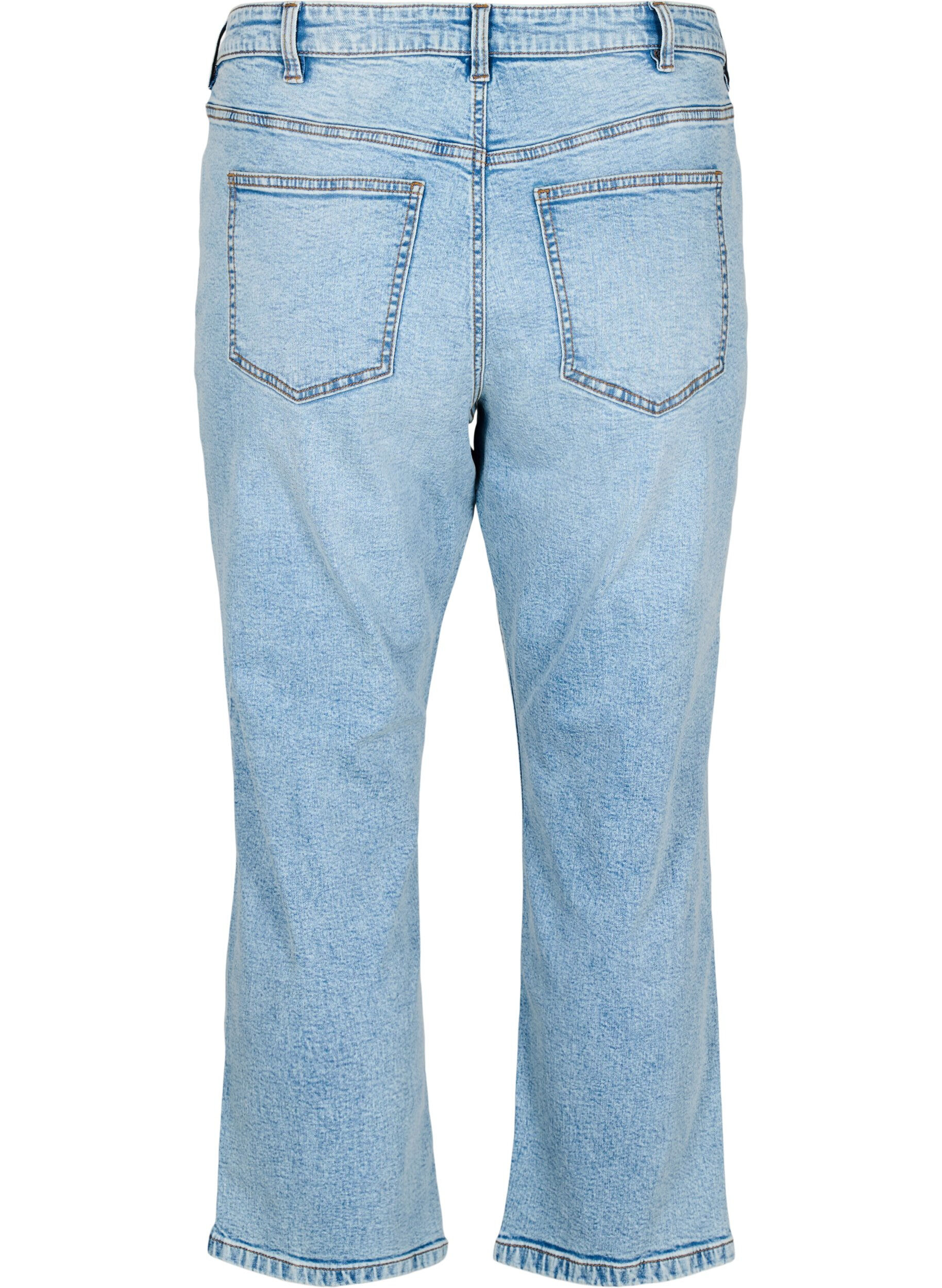 ZizziCropped Vera jeans med distressed detaljer, Bl&aring;, Packshot image number 1