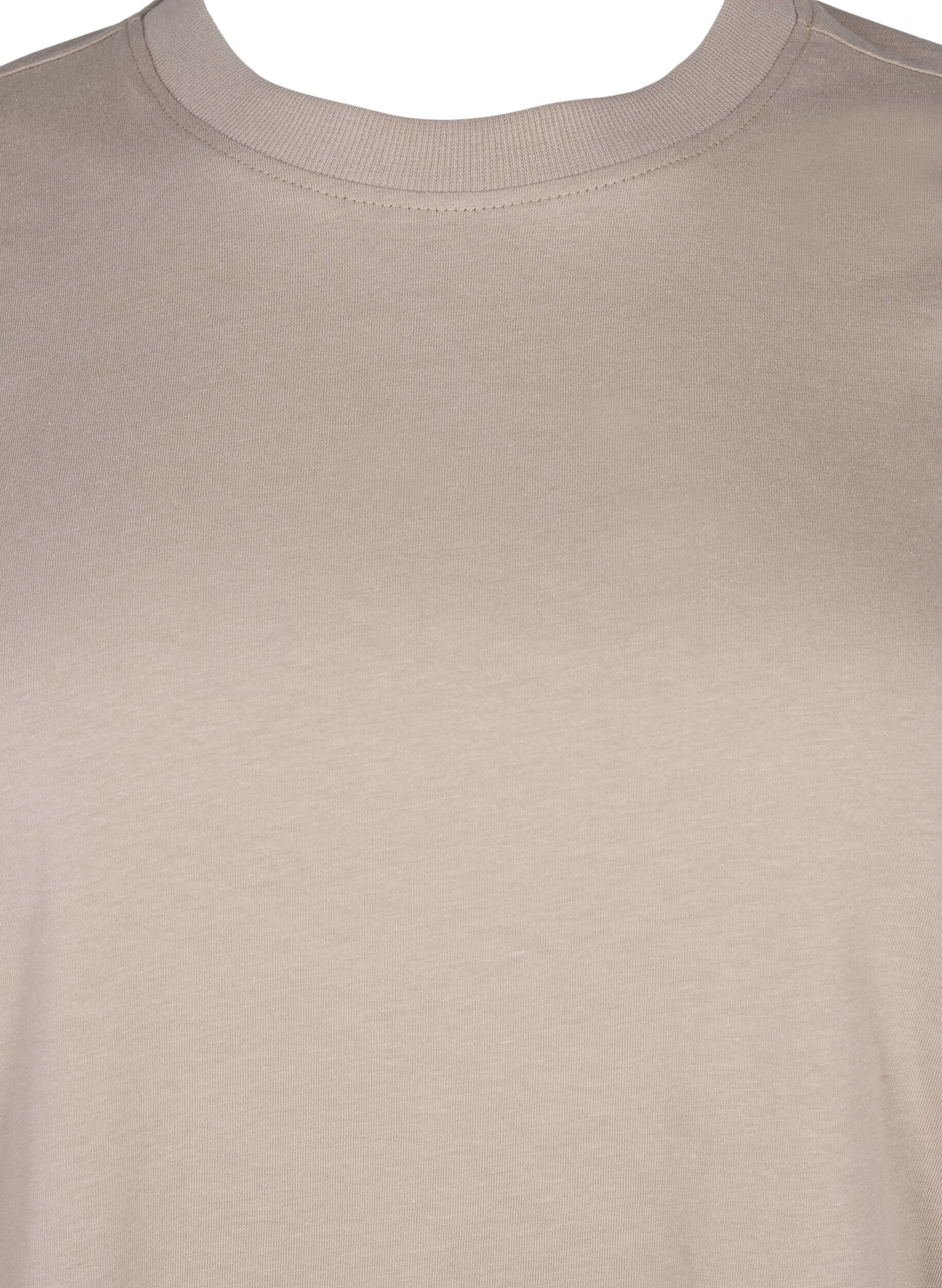 ZizziBasic T-skjorte i bomull med rund hals, Beige, Packshot image number 2