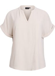 L&oslash;s bluse med korte ermer, Beige