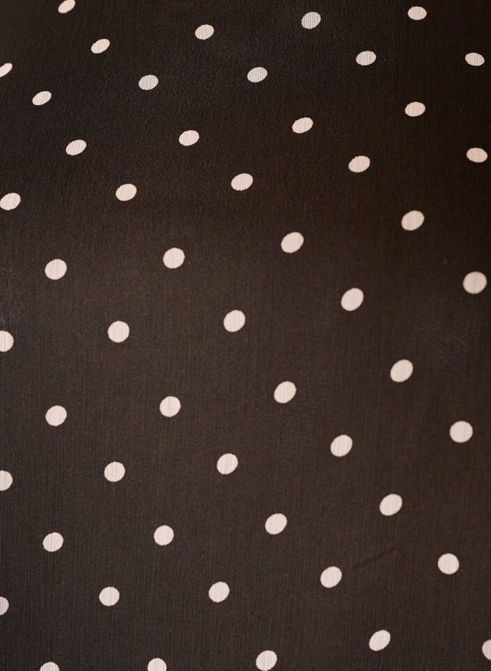 Prikket chiffonbluse med gjennomsiktige ermer, Brun, Packshot image number 2