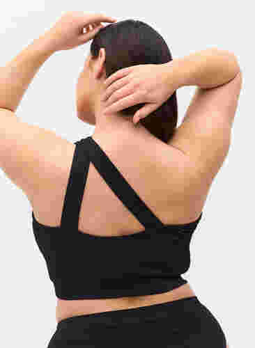 Bikinitopp med one-shoulder i en ribbet struktur, Black, Model image number 1