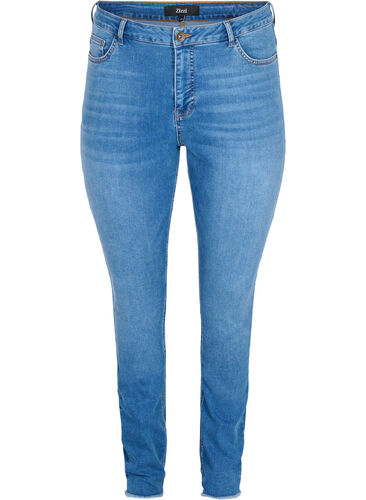Bea jeans med et ekstra høyt liv, Blue denim, Packshot image number 0