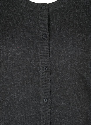 Kort melert strikket cardigan med knappelukking, Black, Packshot image number 2