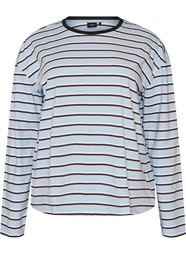 Basis t-skjorte med lange ermer, Bl&aring;, Packshot