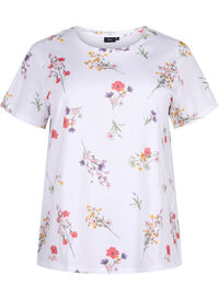 T-skjorte i økologisk bomull med blomstertrykk