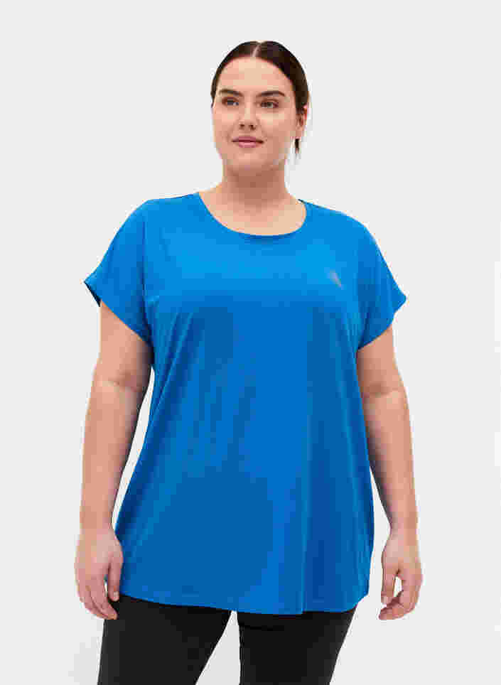 Ensfarget T-skjorte til trening, Daphne Blue, Model