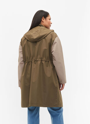 Kontrastfarget jakke med lommer, Dark Olive Comb., Model image number 1