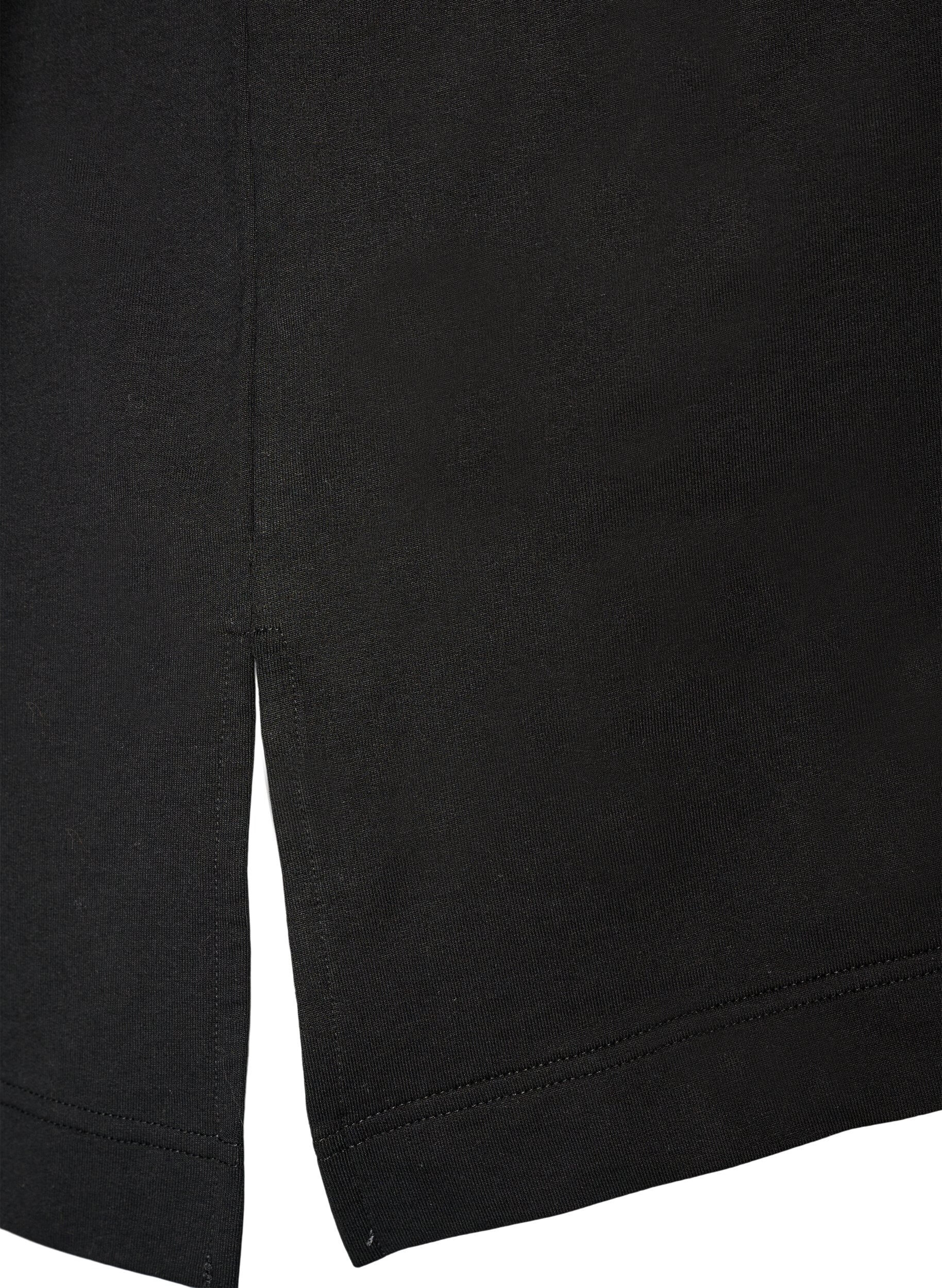 Zizzi Active T-skjorte med loose fit og brodert statement, Svart, Packshot image number 3