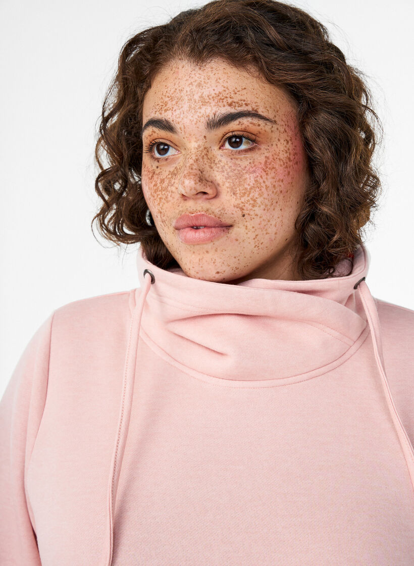 Genser med h&oslash;y hals og lommer, Rosa, Model image number 3