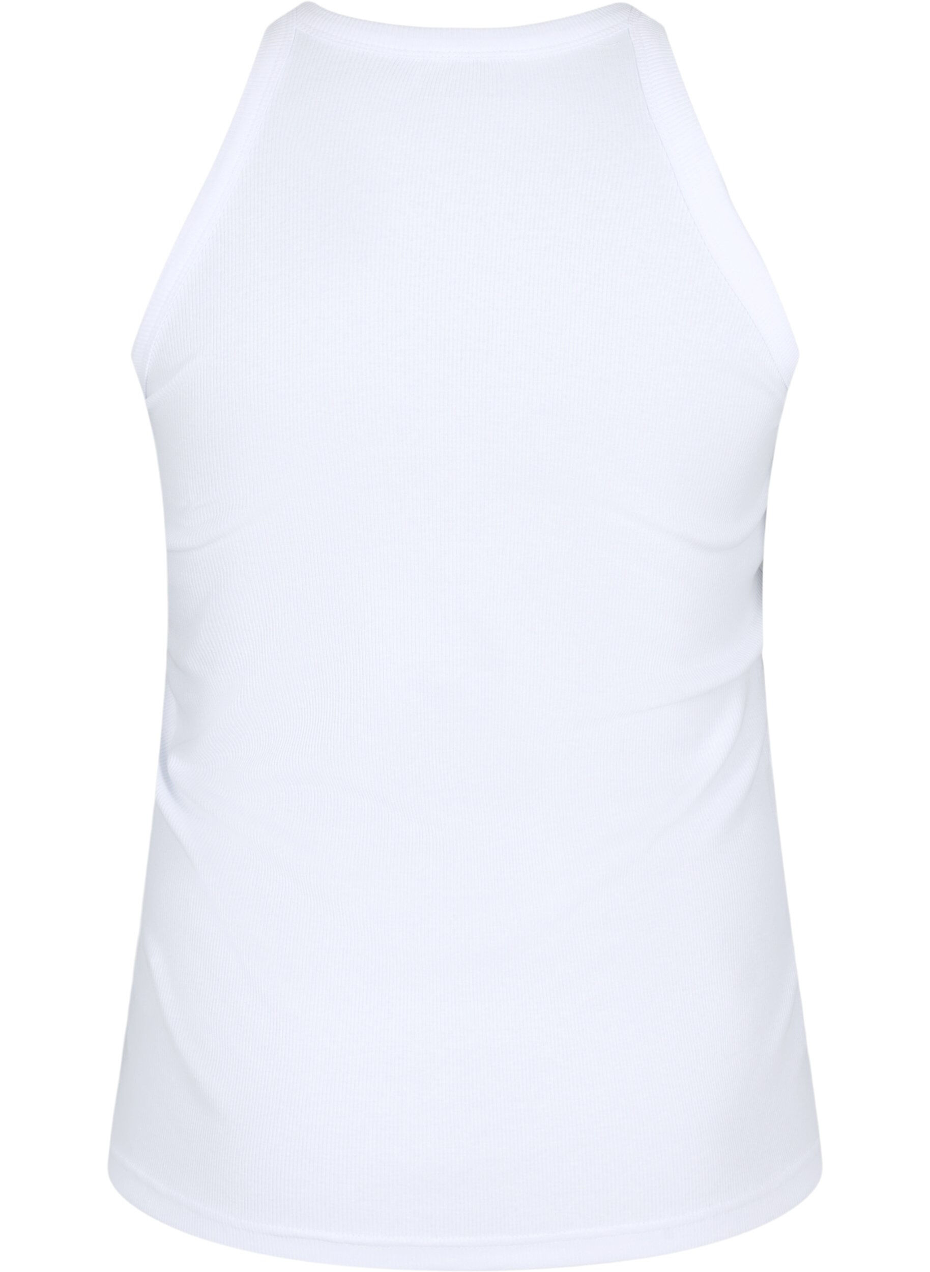 Zizzi Ribbet tanktopp i bomull, Bright White, Packshot image number 1