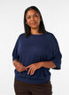 Jerseybluse med albuelange ballongermer, Bl&aring;, Model image number 0