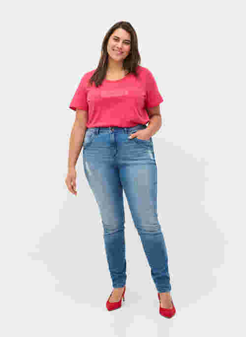 Super slim Amy jeans med splitt og knapper