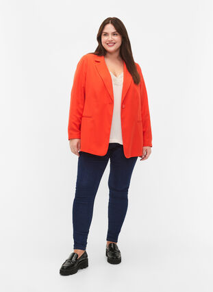 FLASH - Enkel blazer med knapp, Orange.com, Model image number 2
