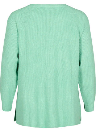 Zizzi Strikket bluse med rund hals, Light G. Green Mel., Packshot image number 1