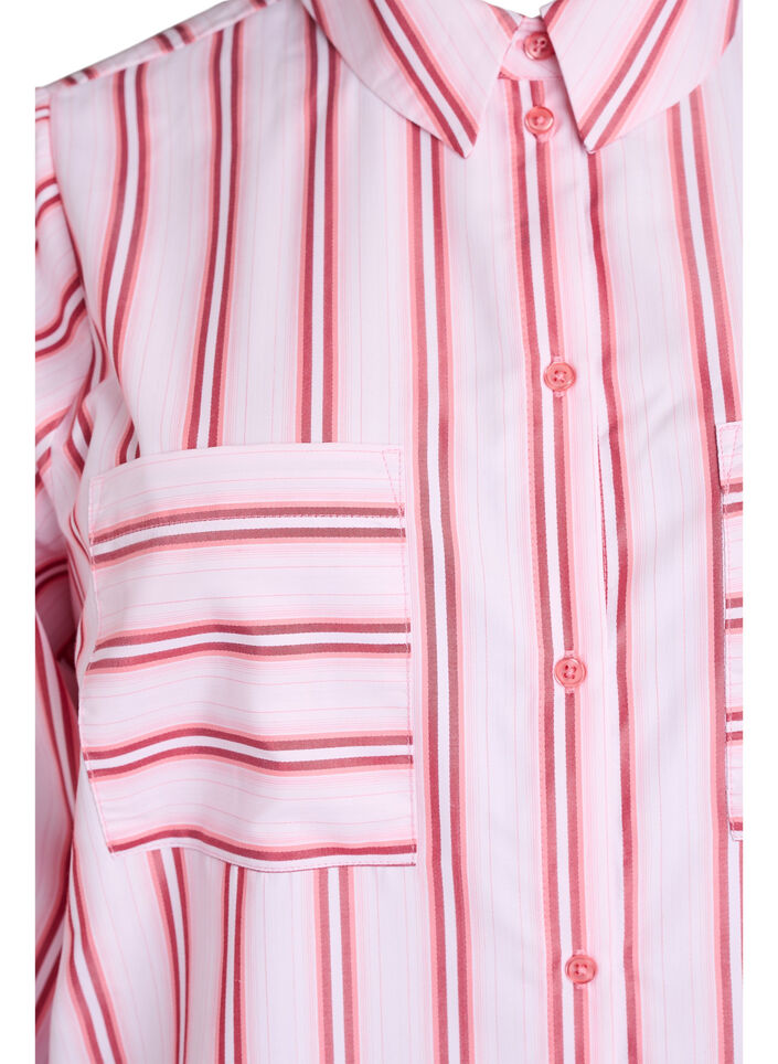 Løs skjorte med striper og lange ermer, Pink stripe, Packshot