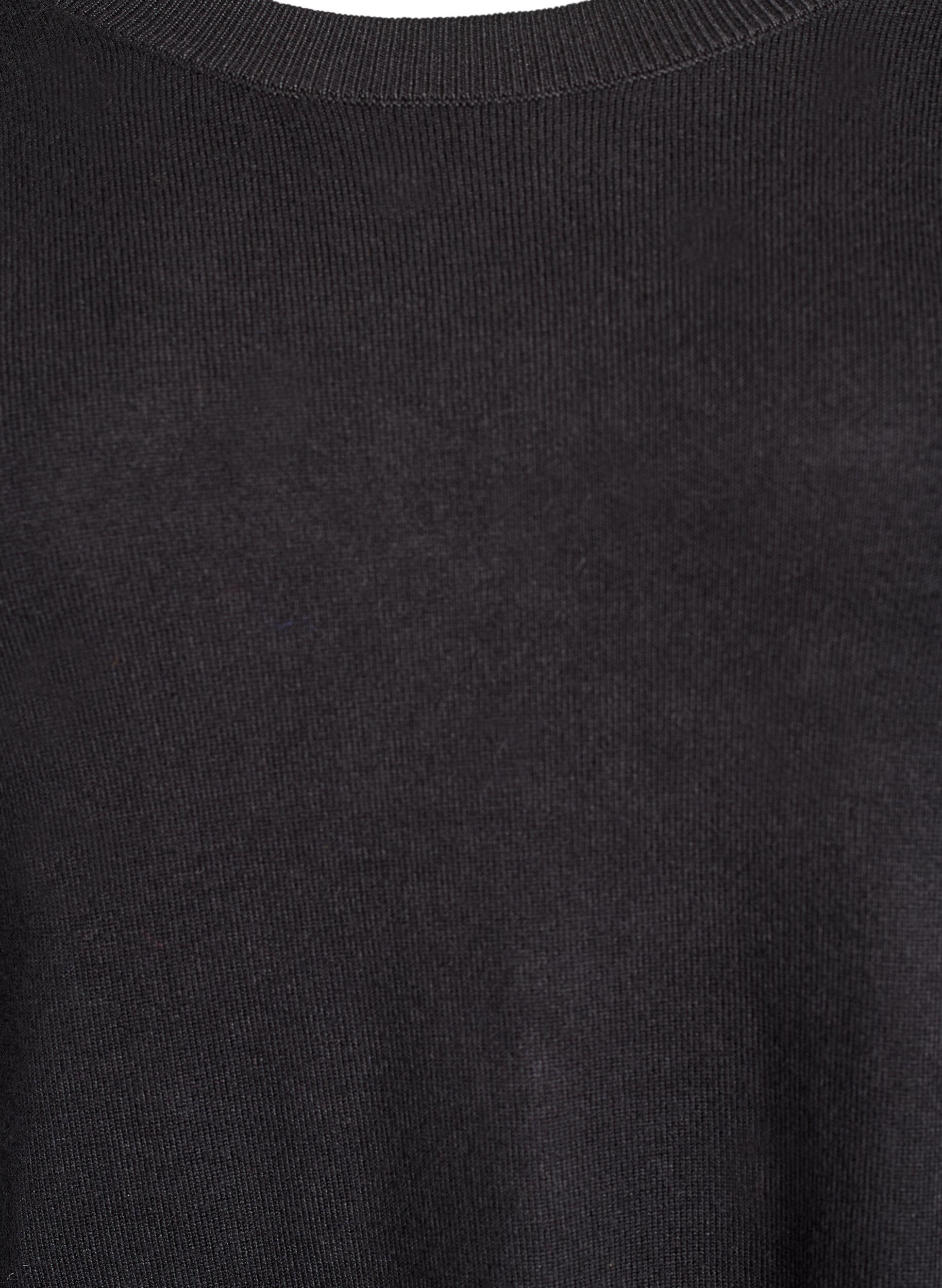 ZizziStrikkebluse med knapper i sidene, Svart, Packshot image number 2