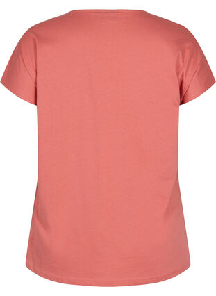 T-skjorte i bomull med mønster, Faded RoseMel feath, Packshot image number 1