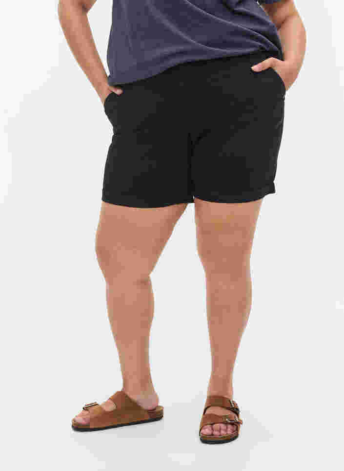 Shorts i bomull med lommer, Black, Model image number 2