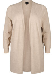 Strikket cardigan med splitt og ribbekanter, Simply Taupe Mel.