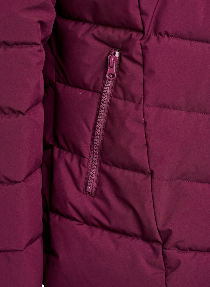 Kort boblejakke med hette, M&oslash;rk Bordeaux, Packshot image number 3