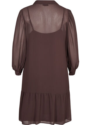 Langermet kjole med knappelukking, Fudge, Packshot image number 1