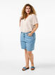 Kortermet skjortebluse med broderi anglaise, Antique White, Model image number 2