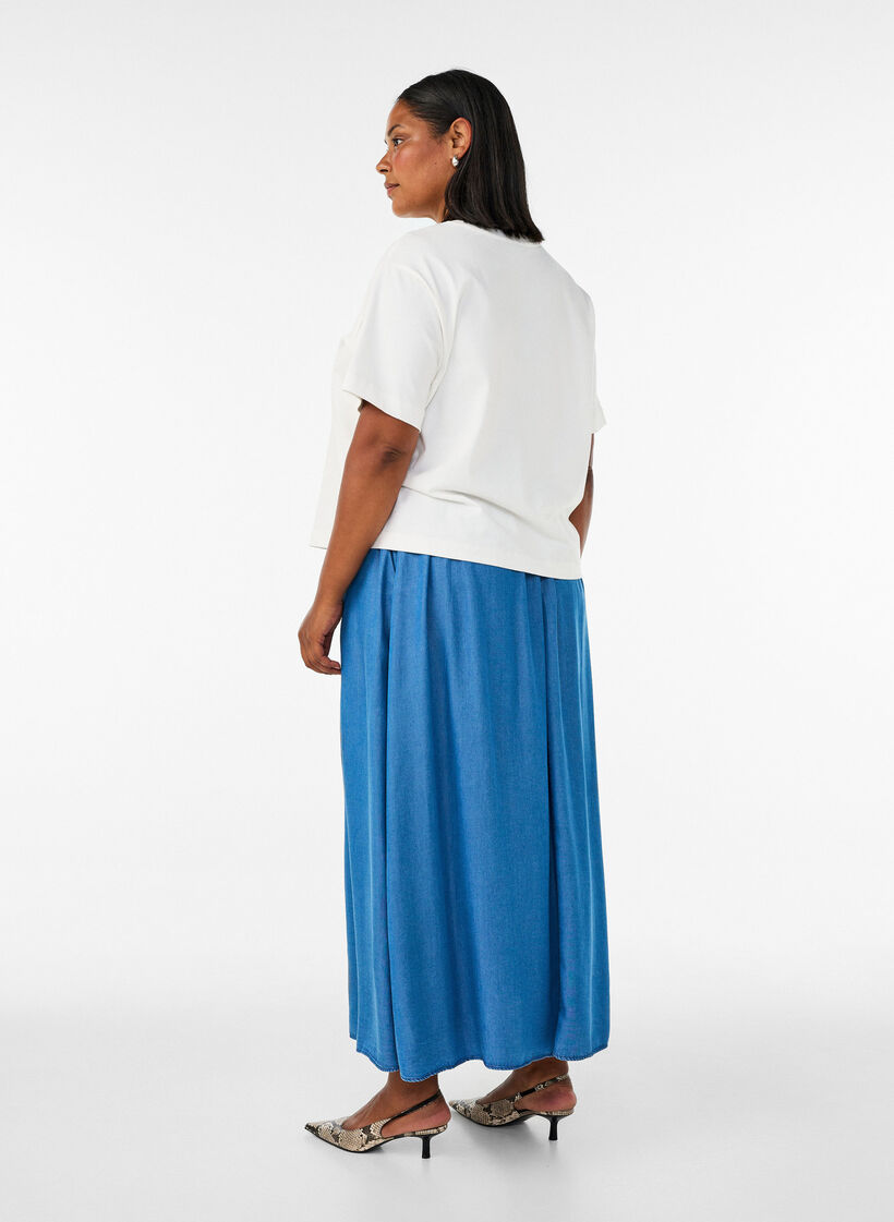 Maxiskj&oslash;rt med et plagg i denim i TENCEL&trade; Lyocell, Bl&aring;, Model image number 1