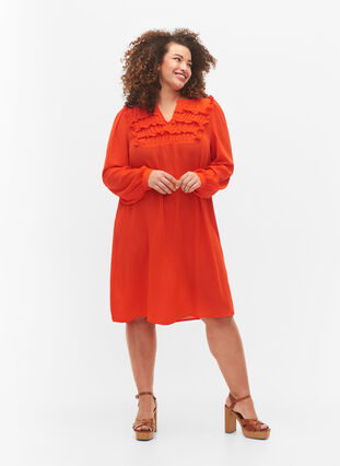 Langermet kjole med volanger, Orange.com, Model image number 2