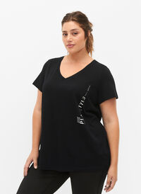 T-skjorte med trykk i bomull til trening , Black w. Playstyle, Model