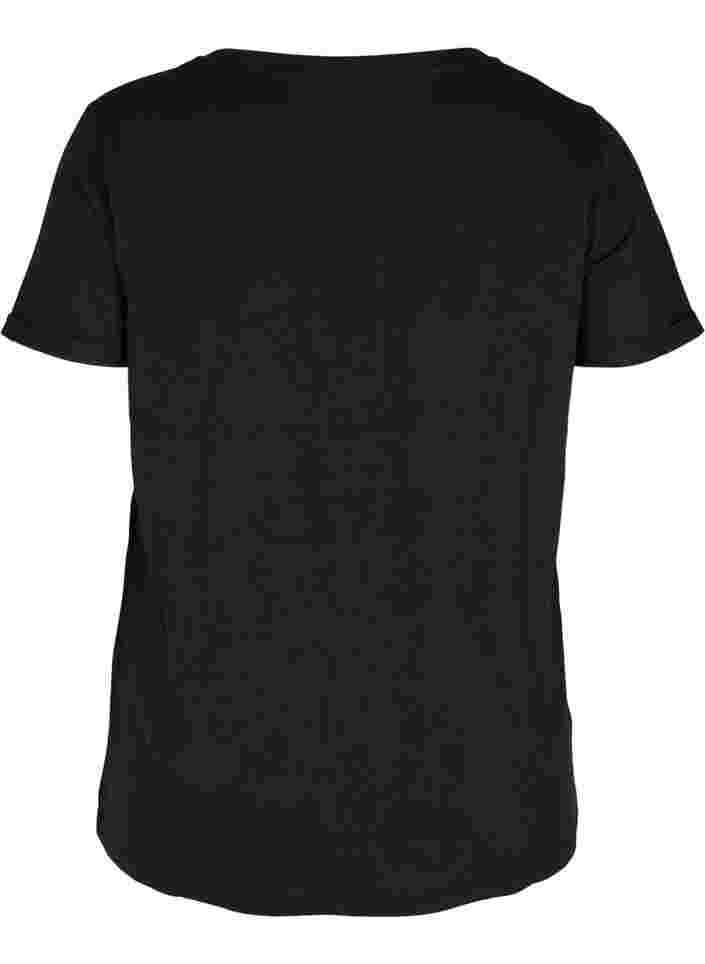 T-skjorte med trykk i bomull til trening , Black Keep, Packshot image number 1