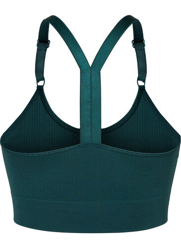 Sømløs sports-BH i ribbet materiale, Pine Grove, Packshot image number 1