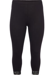 Basis 3/4-leggings med blondekant, Black