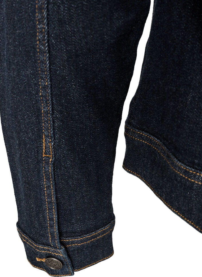Klassisk denimjakke med kontrasts&oslash;mmer, Bl&aring;, Packshot