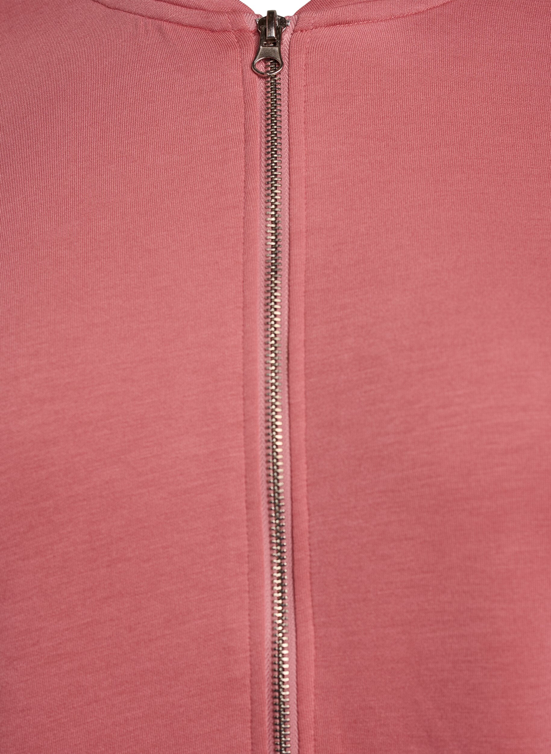 Zizzi Bomber cardigan med glidel&aring;s, Rosa, Packshot image number 2