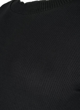 Langermet, ribbestrikket bluse i mammamodell, Black, Packshot image number 2