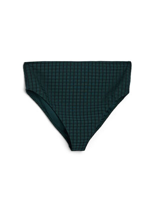 Zizzi Rutete bikinibukser med høy midje og tai snitt, Grønn, Packshot image number 0