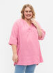 Tunika i bomull med 3/4-ermer, Rosebloom, Model image number 0