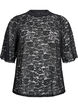 Bluse med blonder, korte ermer og rund hals, Svart, Packshot image number 0