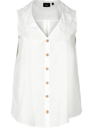 Skjorte i bomull uten ermer, Bright White, Packshot image number 0