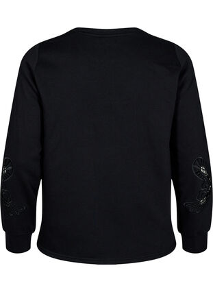 Zizzi Genser med broderte utskjæringer, Black, Packshot image number 1