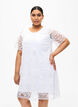 Kortermet festkjole med blonder, Bright White, Model image number 0