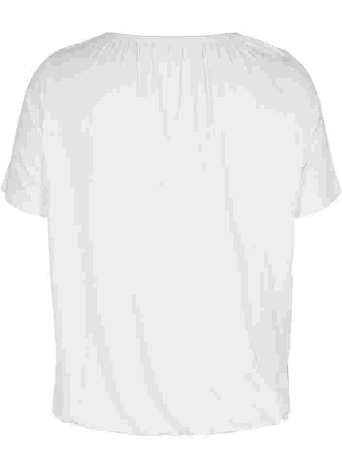 T-skjorte i viskose med strikk, Bright White, Packshot image number 1