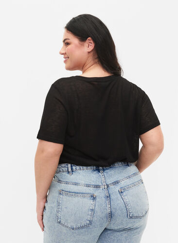 T-skjorte med nagler og rund hals, Black, Model image number 1