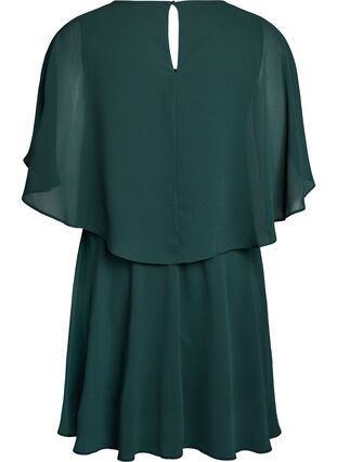 Zizzi Kort festkjole i chiffong med lag-på-lag-effekt, Scarab, Packshot image number 1