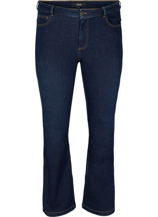 Ellen bootcut jeans med høyt liv , Dark blue denim, Packshot image number 0