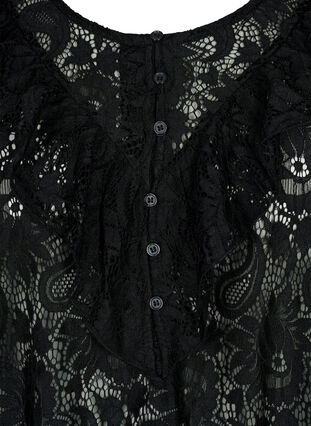 Blondebluse med volangdetalj, Black, Packshot image number 2